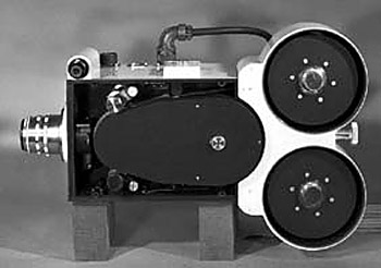 70mm-CFA CAMERA (SYNCRO-BALLISTIC) - Although the last CFA camera was built in 1971, it is still being used  extensively at the high speed track at Holloman AFB. In May 2000, Photo-Sonics received a contract to upgrade the servo system of this camera.