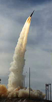 A Sprint missile test launch at White Sands Missile Range, New Mexico on October 10, 1967.