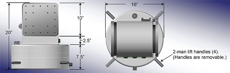 Nano-Sextant Tracking Mount dimensions.